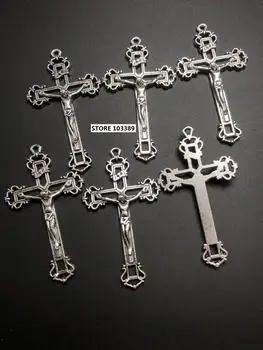 25pcs/veliko veliko votlo antik srebro zlitina verske venec križ jezusa obesek križ