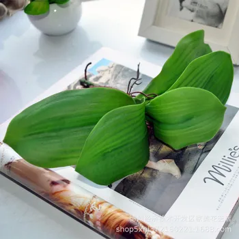 26.5cm5 Listov Umetne Rastline PU Široko Orhideja Listov DIY Cvetlični Aranžma v Zaprtih prostorih Zelene Ponaredek Spraviti Vrt Božič Soba Dekor