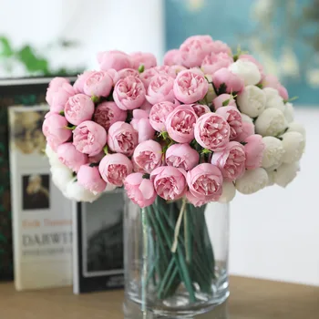 27 Glav Vrtnice Umetno Cvetje za Poroko Tabela Doma Dekoracijo Ponaredek Cvetje Sodijo Okraski Svile Rose Cvetje Šopek