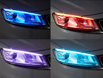 2pcs Najnovejši Avtomobili DRL LED Dnevnih Luči Auto Teče Vključite Signal Vodnik Trakovi Smerniki Skupščina Avto Styling Dodatki