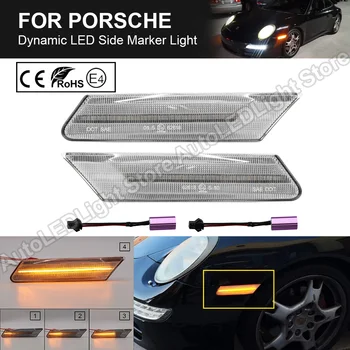 2Pcs Za Porsche 911 Carrera Targa Turbo, GT2 GT3 Boxster Kajmanski Dynamic LED Odbijača Strani Marker Luči Vklopite Signalna luč Jasno