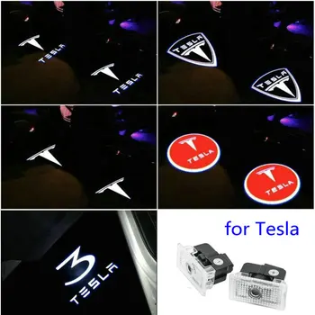 2pcs Za Tesla MODEL 3 MODEL X S Y 2016 2017 2018 2019 2020 2021 LED Avtomobilska Vrata, Dobrodošli Svetlobni Projektor Logotip Duha shadow Lučka