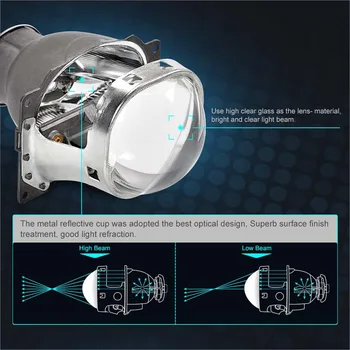 3,0 Palca V5 H7 HID Xenon LED Smerniki Bi Xenon Full Metal Projektor Objektiv za Avto Styling vodja svetlobe Leče žarometa