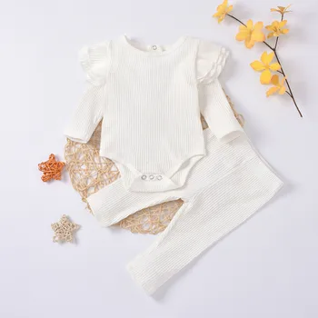 3-18 mesecev jesen in zimo, dolgo sleeved newborn baby boy in dekle barva pletene jumpsuit+hlače obleko haljo bebe fille M5