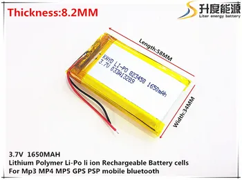 3,7 V 1650mAh 823458 Litij-Polymer Li-Po baterija li ionska Baterija za Polnjenje celic Za Mp3, MP4 MP5 GPS mobilni bluetooth