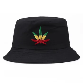 3 Barve Maple Leaf Vedro Klobuk Konoplje, listi Ribolov Ribič klobuk Ženske Moški Panama Ravno Kape Sonce vezenje Vizir Klobuki