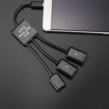 3 In1 Multi-Funkcijo Dual Micro USB Host OTG Hub Kabel Moški-Ženska Dvojno Mikro USB 2.0 Host OTG Hub Kabel