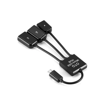 3 In1 Multi-Funkcijo Dual Micro USB Host OTG Hub Kabel Moški-Ženska Dvojno Mikro USB 2.0 Host OTG Hub Kabel