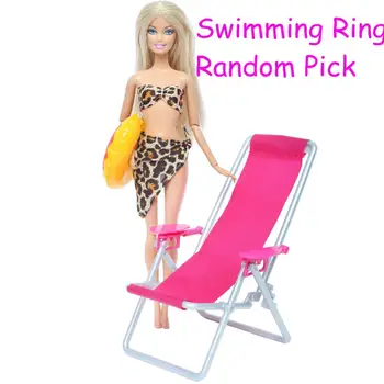 3 Kos/Paket =1x Poletje Plaža Kopalke Bikini Kopalke + Naključno 1x Kopanje Lifebuoy +1x Plaži Stol Pribor za Barbie Lutka