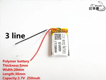3 linije Dobro Qulity 3,7 V,250mAH,502030 Polimer litij-ionska / Litij-ionska baterija za IGRAČE,MOČ BANKE,GPS,mp3,mp4