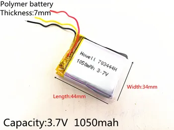 3 skladu 3,7 V 1050mAh Polnilne li Polymer Li-ionska Baterija Za slušalke tahografske MODEL servisni paket sp5, mp3, mp4, GPS 703444 073444
