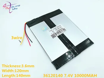 3 skladu 7.4 V 3610 10000MAH (litij-ionsko polimer baterijo) Velika 9,7-palčni tablični računalnik baterije 10.1 plošče S7 / S9 in A1