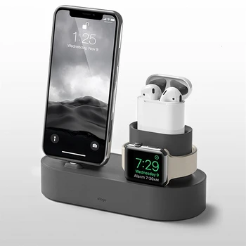 3 v 1 Silikonski Polnjenje Dock Nosilec Za iPhone 12Pro MAX XR XS Max 8 7 Polnilnik Stojalo za Apple Watch AirPods 2 Station Razširitvene