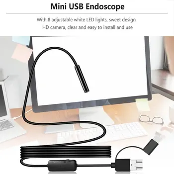 3 v 1, USB-Endoskop Trdo/Mehko Kabel 1200P Borescope Pregledovalna Kamera Za Android Tip-c PC Nepremočljiva Kača Fotoaparat 2/3.5/5/10M