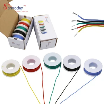 30 m 22AWG Fleksibilno Silikonsko Žice Kabel 5 barvni Mix polje 1 okvir 2 paket Električne Žice Skladu Baker DIY