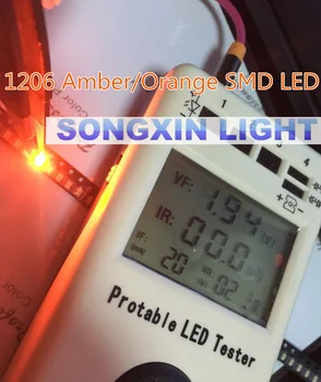 3000pcs Oranžna/Amber SMD 1206 SMT Super svetla LED svetilka, lučka Visoke Kakovosti Novega 600-610nm 200-300mcd 2.0-2.6 v smd 1206 led diode