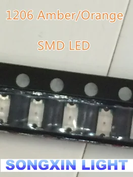 3000pcs Oranžna/Amber SMD 1206 SMT Super svetla LED svetilka, lučka Visoke Kakovosti Novega 600-610nm 200-300mcd 2.0-2.6 v smd 1206 led diode