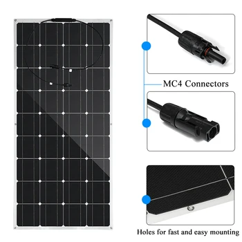 300W Prilagodljiv Solarni Panel 18V Sončne Celice Modul žičnice 18V Monokristalne Sončne Polnilnik za RV Čoln Domačo Streho Kampiranje SUV