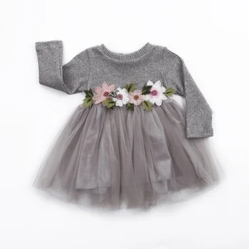 3Colors-1Pcs Baby Dekleta Oblačenja Srčkan Cvet Rojstni Princesa Pageant Prom Oblačenja 3M-3Y