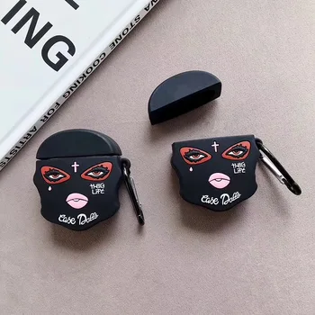 3D Dekle Solza lepe lutke silikonski Bluetooth Brezžične Slušalke Primeru Za Apple AirPods 1 2 pokrov Polje Hea