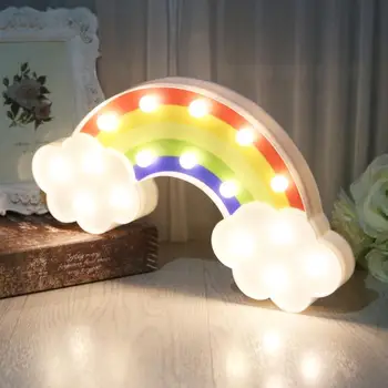 3D Mavrica Modeliranje LED Noč Svetlobe Dekorativna Spalnica Svetilko, Baterijski pogon za Dekleta Otroke, Otroška Soba LED Lučka LB88