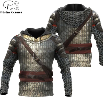 3D Tiskanih Chainmail Vitez Srednjeveški Oklep Moški pulover s kapuco Harajuku Moda Hooded Majica Vrhnja Suknjič Cosplay hoodies QS-003