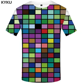 3d Tshirt rubikova Kocka majica s kratkimi rokavi Moški Tetris Tshirt Natisnjeni Psihedelični Tshirts Priložnostne Pisane Shirt Tiskanje Harajuku zabavne majice