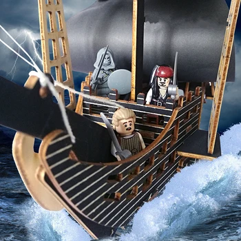 3D Uganke Montaža Lesenih Jadrnico DIY Pirat Black Pearl Ladje Model Doma Dekoracijo Čoln Otroci Igrače Darilo Sestavljeni Leseni Kit