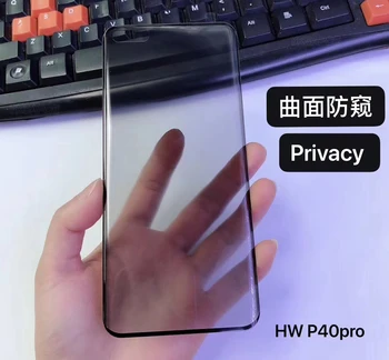 3D Ukrivljen, Poln Zasebnosti 9H Kaljeno Steklo Za Huawei P40 Pro Čast 30 Pro Plus Nova 7 Pro Anti Vohun Glare Peep Screen Protector