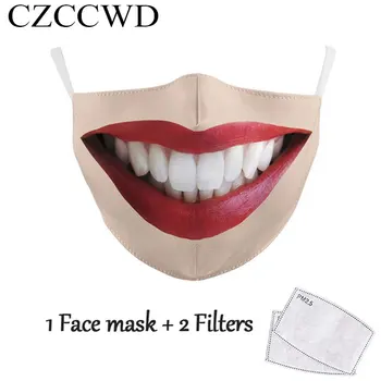 3D Velika Usta Zabavno Print Masko Anti-Okužbe Virus Unisex Obraz, Usta Maske Stroj Večkratno Varstvo PM2.5 Dokaz Bakterij Masko