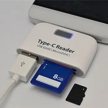 3in1 USB 3.1 Vrste C, USB-C TF Micro SD OTG Bralnik Kartic Za Macbook Telefon, Tablični računalnik