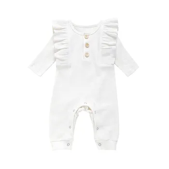 3M-18 M Baby Romper Novorojenega Dojenčka Baby Girl Obleke, Fantje Dolgo Rokavi Trdna Ruffles Romper Jumpsuit bebes