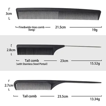 3pcs Hairbrush Nastavite Veslo Detangling Krtačo Široko Zob Anti-statični Ogljikovih Vlaken Masaža Glavnik MH88