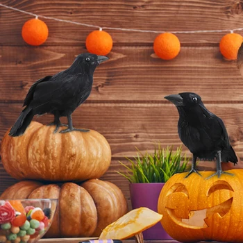 3Pcs Lov Realne Black Pernate Krokar Halloween Dekor Strašno Prop Prostem Strašilo Vrt, Dvorišče za Odvračanje Škodljivcev Vabo