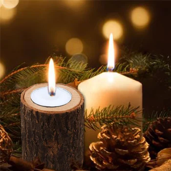 3pcs Naravnega Bora Les svijećnjak Lesene Čaj Luči svečniki Sočna Planter za Poročno zabavo, Rojstni dan Dekoracijo