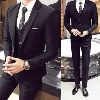 3Pcs/Set Luksuzni Plus Velikost Moških Formalnih Poslovnih Telovnik, Suknjič Tuxedos Poročno Obleko