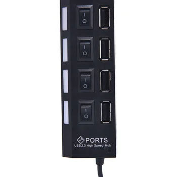 4/7 Vrata LED Vtičnica USB Napajanje Polnjenje Splitter Telefon/Laptop/U Disk