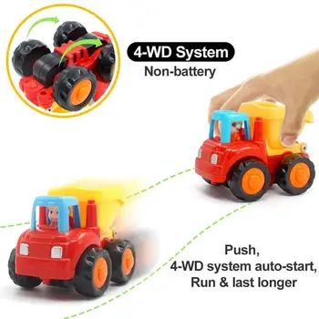 4 Sklope Plastičnih Toddlers Igrače, Avto, Traktor Tovornjak Dumper Buldožer Trenje Pogon Avtomobila Zabavna Igrača Darila Za Otroke