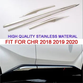 4pcs anti-scratch ogledalo iz nerjavečega karoserije trim za ZNAKOVNO tipko CH-R 2018 2019 2020 zaščitni okrasni strani ganish avto trakovi