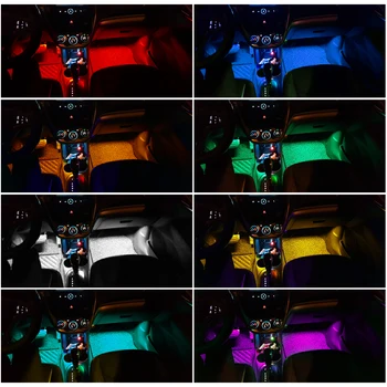 4pcs Avto RGB LED Trakovi Multicolor Avto RGB Vzdušje Talna Luč, Zvok Aktivna Funkcija Notranjost Avtomobila Svetlobo Daljinskega upravljalnika DC12V