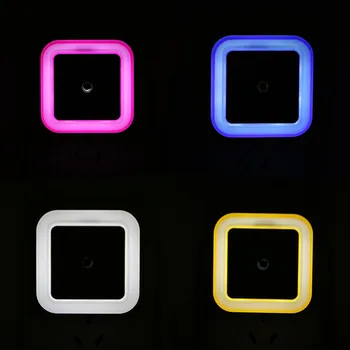 4Pcs Luči Senzor za Nadzor Nočne Luči Mini EU NAS Plug Kvadratnih Spalnica lučka Za Otroka Darilo Romantično Pisane LED Luči