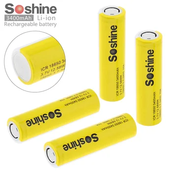4pcs Soshine ICR18650 3,7 V 12.58 WH 10A 3400mAh Li-ionska Baterija za Polnjenje z Varnostno izpustni Ventil za Električno Orodje + box