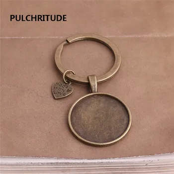 5 kos/veliko Kovin, Antique Bronze Srce Čar Fit okrogli 25 mm, Chrysoprase Nabor Ključnih Verige Nakit, Izdelava Diy