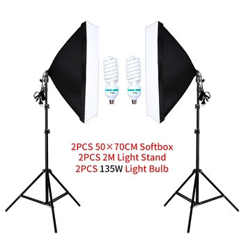 50*70 cm Softbox Fotografija Razsvetljave, Komplet Foto Studio Eno Svetilko Imetnika Neprekinjeno Osvetlitev Z 2pcs Žarnice