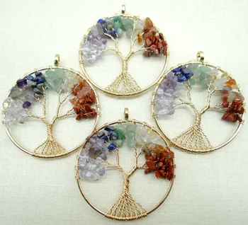 50MM Naravnega Kamna Quartz kristal ametist 7 Chakra Reiki Healing Tree of Life Obesek za diy nakit, izdelava ogrlica 10pcs