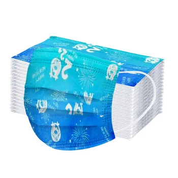 50PC Kitajski Pismo Natisnjeno Srečno Novo Leto Razpoložljivi Mascarillas Earloops Prah 3 Plast Vložkom Masko Usta maske Tie-dye
