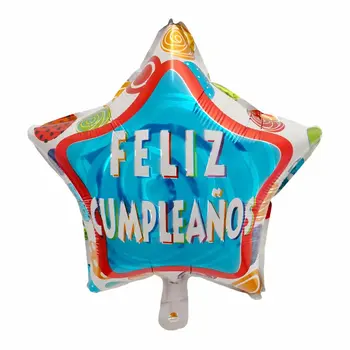50pcs 18 inch Krog Feliz Cumpleanos Folija Balone Helija, španski Happy Birthday Celebration Stranka Dekoracijo Globos