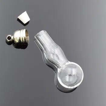 50pieces 5 mm steklena Tehtnica Obesek (kovinski pokrovček z gumo vtič mini steklo čar/ steklenica miniaturni vial nakit