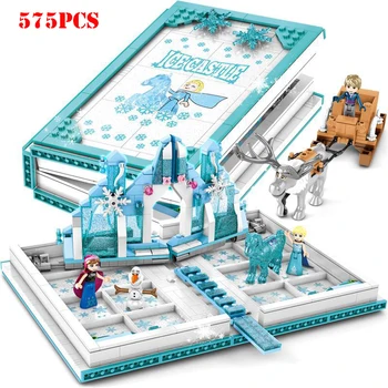 575Pcs Princesa Grad Snow Queen Čarobno Knjigo gradniki Mesta Prijatelji Številke Opeke Izobraževalne Igrače Za Dekle Darilo za Rojstni dan