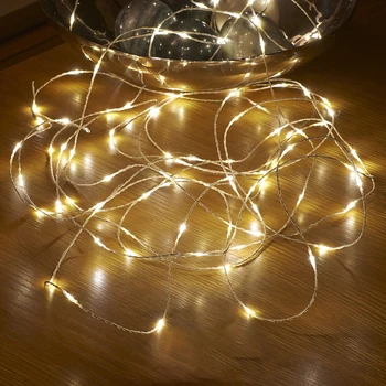 5M 10M Niz LED luči, Srebrna Žica Venci Festoon led Pravljice Svetlobe, Božični Okraski za Prostor Drevo AA baterijske